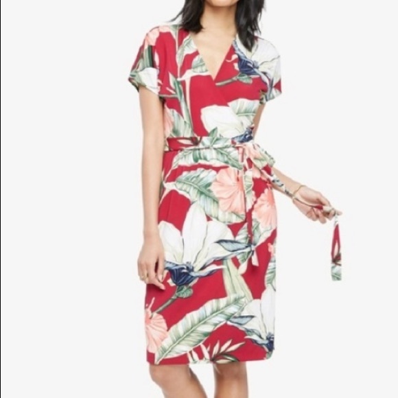 Ann Taylor Tropical Floral Wrap Dress ...